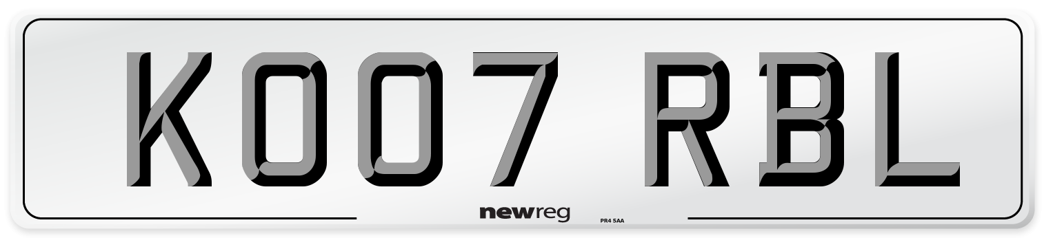 KO07 RBL Number Plate from New Reg